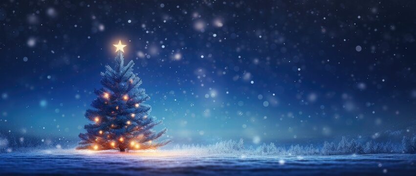 Christmas background with Christmas tree and snowflakes. 3d rendering