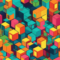 Illustration of colorful boxes background image, AI generated