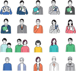 働く人々や地域の人々のシンプルなイラスト　士業
