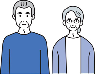 シニア夫婦の上半身のイラスト
