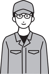 作業服を着たシンプルな男性のイラスト
