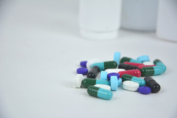 Heap of colorful drugs and pills.