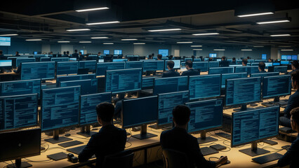 データセンターで作業する人たち