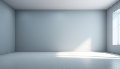 Obraz premium Gray room with sunlight through window minimalist abstract light background for product presentation interior design Generative AI