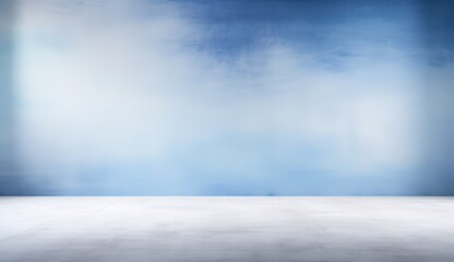 Blurred light blue concrete wall with light reflected, empty space minimalist abstract background for product presentation interior design Generative AI