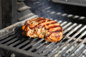 Steak. Preparation of steak on the grate.