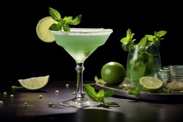 Zesty Libation Cocktail with Lime Generative AI
