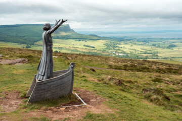 Gortmore, Northern Ireland, UK - Manannan Mac Lir Statue - a warrior and king of the Otherworld in...