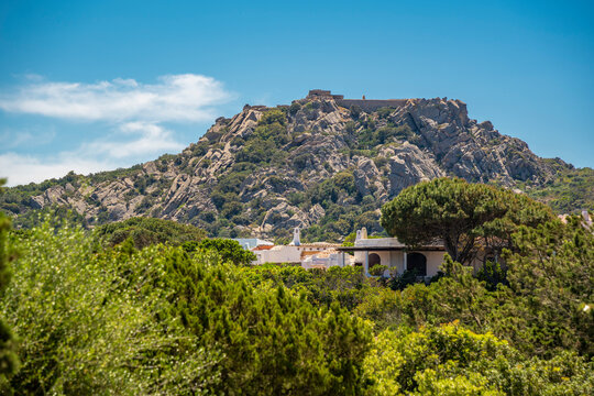 View of Di Monte Altura Fortress from Porto Rafael, Sardinia