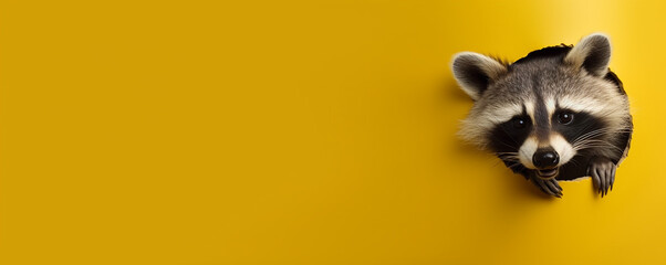 Obraz premium Happy raccoon on bright background created with generative ai tools