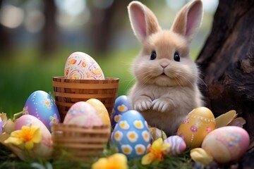 Fototapeta na wymiar Adorable Bunny Easter Delights with Chocolates. Generative AI