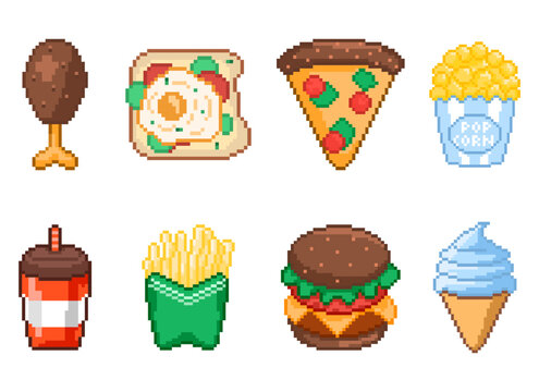 pixel art, vector- fast food