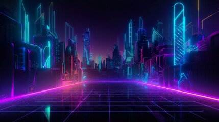 Fondo geométrico abstracto con colores neón. Generado por IA.