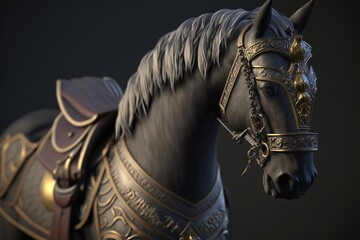 Horse in medieval armor, Generative AI