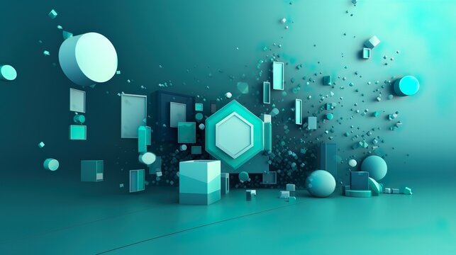 Fondo abstracto 3d formado por cubos geom&eacute;tricos. Generado por Ia.