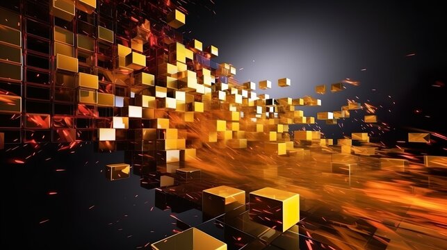 Fondo con cubos geom&eacute;tricos 3d. Generado por IA.