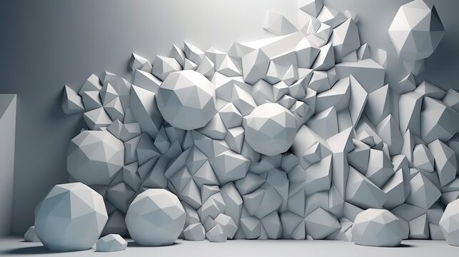 Fondo 3d con elementos abstractos. Generado por IA.