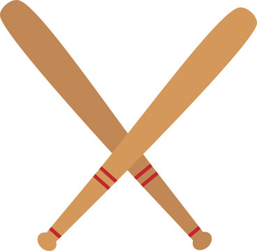 Vector illustration of two baseball bats in cartoon style