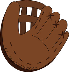 Vector illustration of baseball leather glove in cartoon style