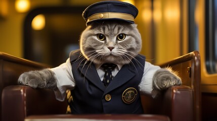 Scottish Fold Cat Transit Operator: Purrfect Public Transport Companion