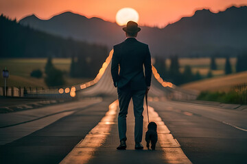 person walking on the street at night