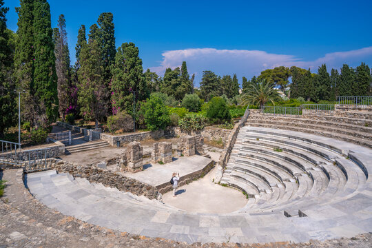 View of Roman Odeon of Kos, Kos Town, Kos, Dodecanese, Greek Islands
