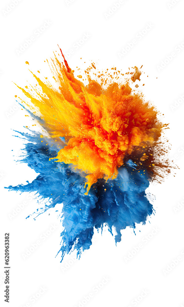 Canvas Prints a colorful paint explosion isolated on white background - generative ai