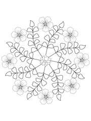 Simple Mandala Zentangle Coloring Book Page Circle Vector Clipart Floral Flower Oriental Oriental Pattern Illustration Indian Meditation Decorative