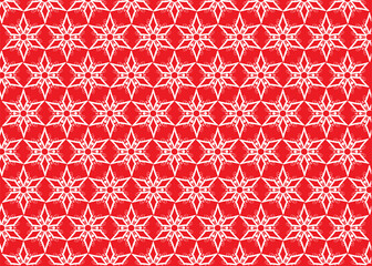 seamless pattern with red star. Vector. Seamless elegant damask pattern. Red and white