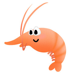 Fototapeta premium Illustration of a charming shrimp cartoon symbol, mascot logo, cartoon animal style.