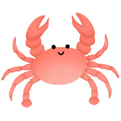 Illustration of a charming crab cartoon symbol, mascot logo, cartoon animal style.