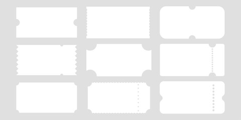 Set ticket vector templates.White templates on a gray background.