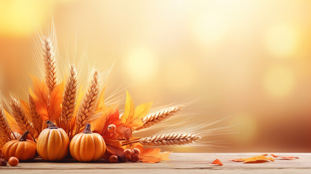 Autumn Thanksgiving Background, Bright color. Generative Ai