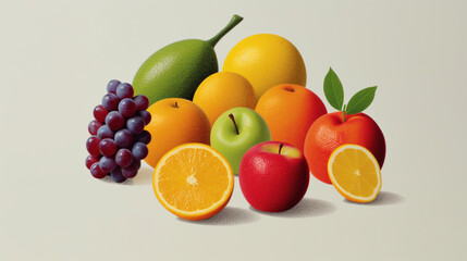 fruits on a white background HD 8K wallpaper Stock Photographic Image