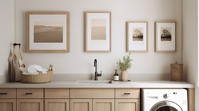 modern kitchen interior with kitchen HD 8K wallpaper Stock Photographic Image