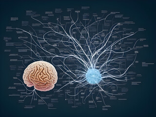 Human brain on mental idea mind Concept. Artificial Intelligence, neuronets. Digital Brain big Data. Generative AI.