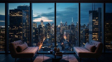 Luxury High-Rise Apartment Amidst Cityscape