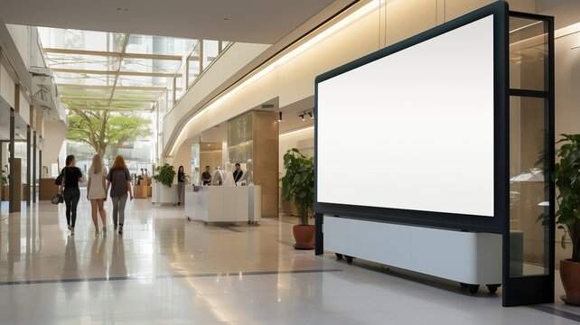 Blank digital signage screen in a public space, ideal for customization, generative ai