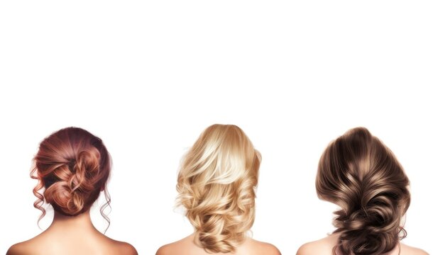 Cosmetics Multiple Women Hair Style Beige Backdrop Generative AI
