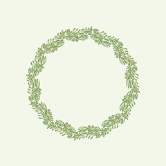 Vector floral leaves frame with blank space, isolated