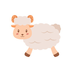 Cute sheep mascot cartoon illustration. Cute animal character for nursery, mascot, Eid al-adha element design