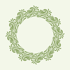 Vector floral leaves frame with blank space, isolated