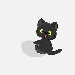 Cute black kitten white background	