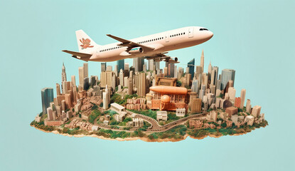city europa plane globe global illustration earth concept map travel. Generative AI.