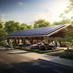tressels a community car charging facility with solar rooftop. IMAGE AI