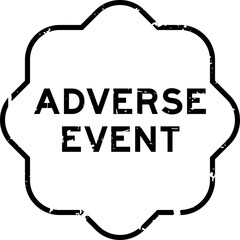 Grunge black adverse event word round seal stamp on white background