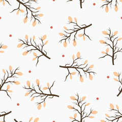 cute minimalist leaf seamless pattern hand drawn style background