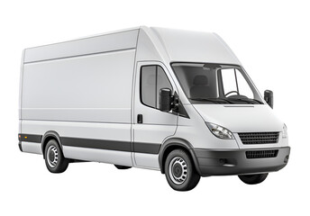 white delivery cargo truck on isolated transparent background, car mockup template