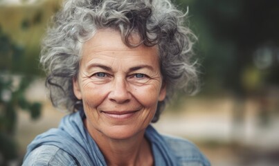 Retired and active, Mature woman smiling at the camera outdoors, generative AI