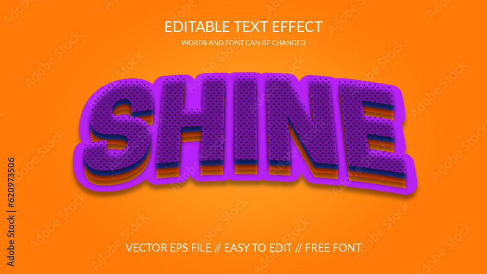 Wall mural shine 3d vector eps editable text effect template design